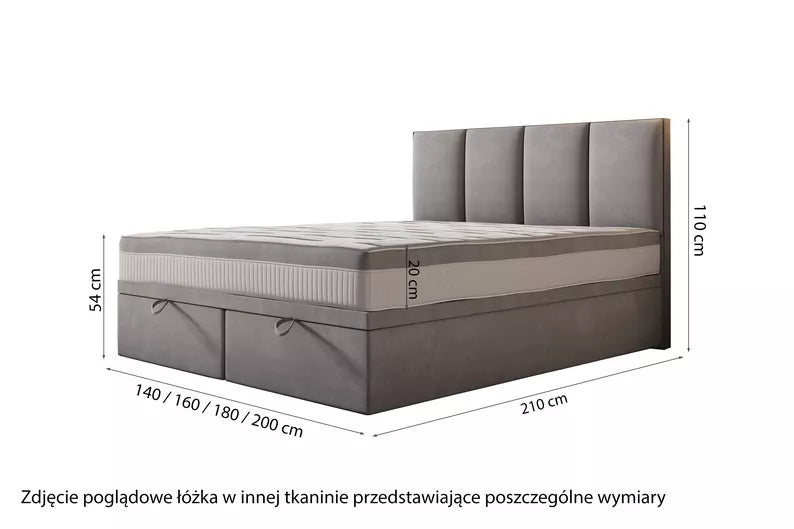 CATALEMER Kontinentālā gulta 140/160/180/200 x200 cm ar matraci un konteineriem, tumši zils samts - N1 Home