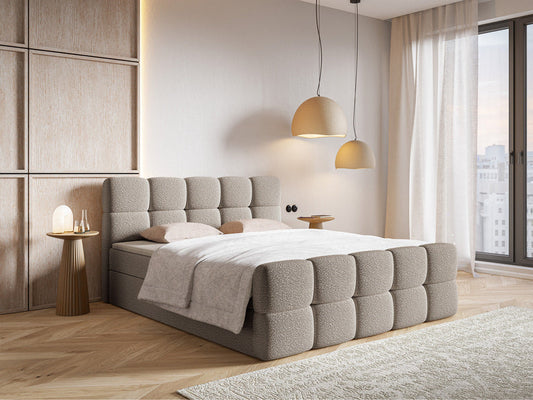 CLOD Kontinentālā gulta 140/160/180x200 cm ar konteineriem, pelēka un smilškrāsa - N1 Home