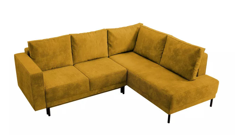 RIO Stūra dīvāns ar gulēšanas funkciju, ar konteineru, sinepju velveta, kreisa/laba puse - N1 Home