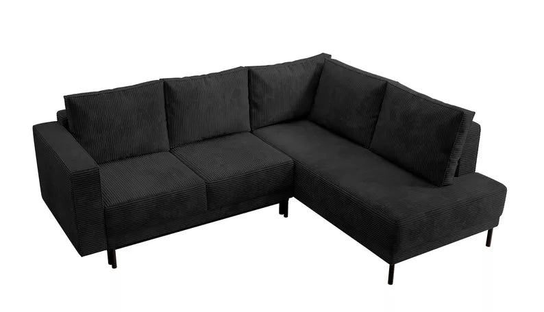 RIO Stūra dīvāns ar gulēšanas funkciju, ar konteineru, melns velvets, kreisa/laba puse - N1 Home