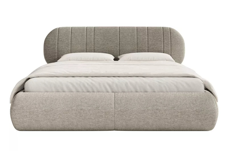MELIOSA Mīkstā gulta 140/160/180x200 cm, pelēki bēša bize - N1 Home