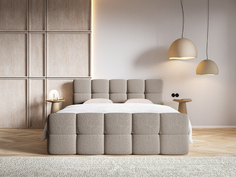 CLOD Kontinentālā gulta 140/160/180x200 cm ar konteineriem, pelēka un smilškrāsa - N1 Home