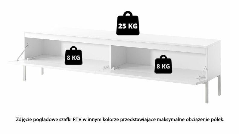 MEBBI TV skapis, 175 cm, melns ar zelta kājiņām - N1 Home