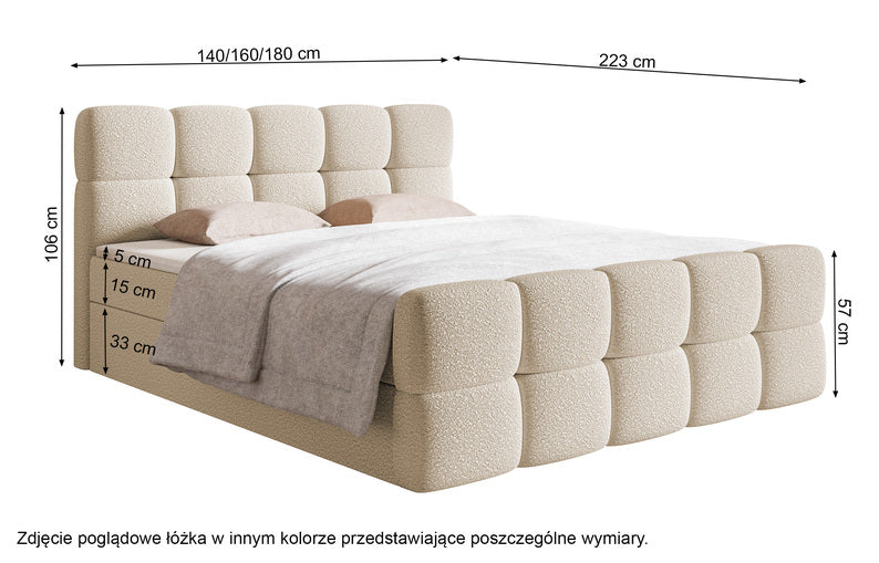 CLOD Kontinentālā gulta 140/160/180x200 cm ar konteineriem, pelēka un smilškrāsa - N1 Home