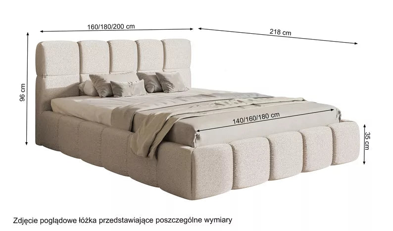 CLOD Mīkstā gulta 140/160/180/200 x 200 cm ar glabātuvi, olīvu hidrofobs šenils - N1 Home