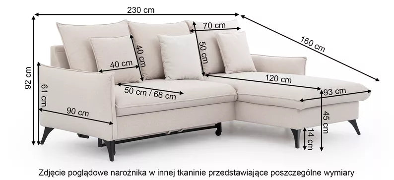 BIANOCA L-veida stūra dīvāns ar gulēšanas funkciju, ar konteineru, pelēks hidrofobs samts, kreisa/laba puse - N1 Home