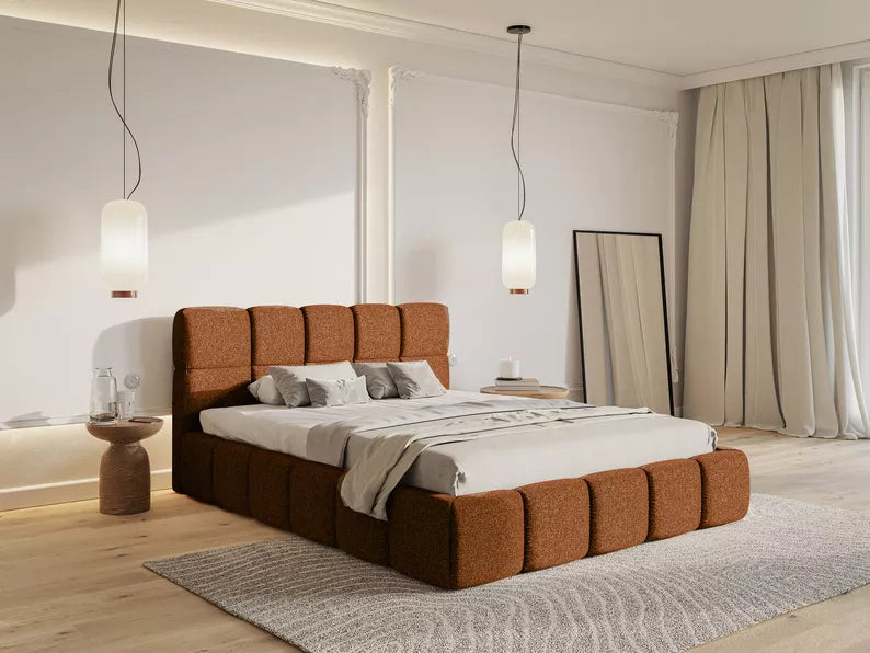 CLOD Mīkstā gulta 140/160/180/200 x 200 cm ar glabātuvi, varš hidrofobs šenils - N1 Home