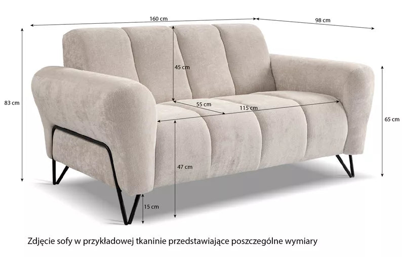 LAREVO Divvietīgs dīvāns, pelēks šenils - N1 Home