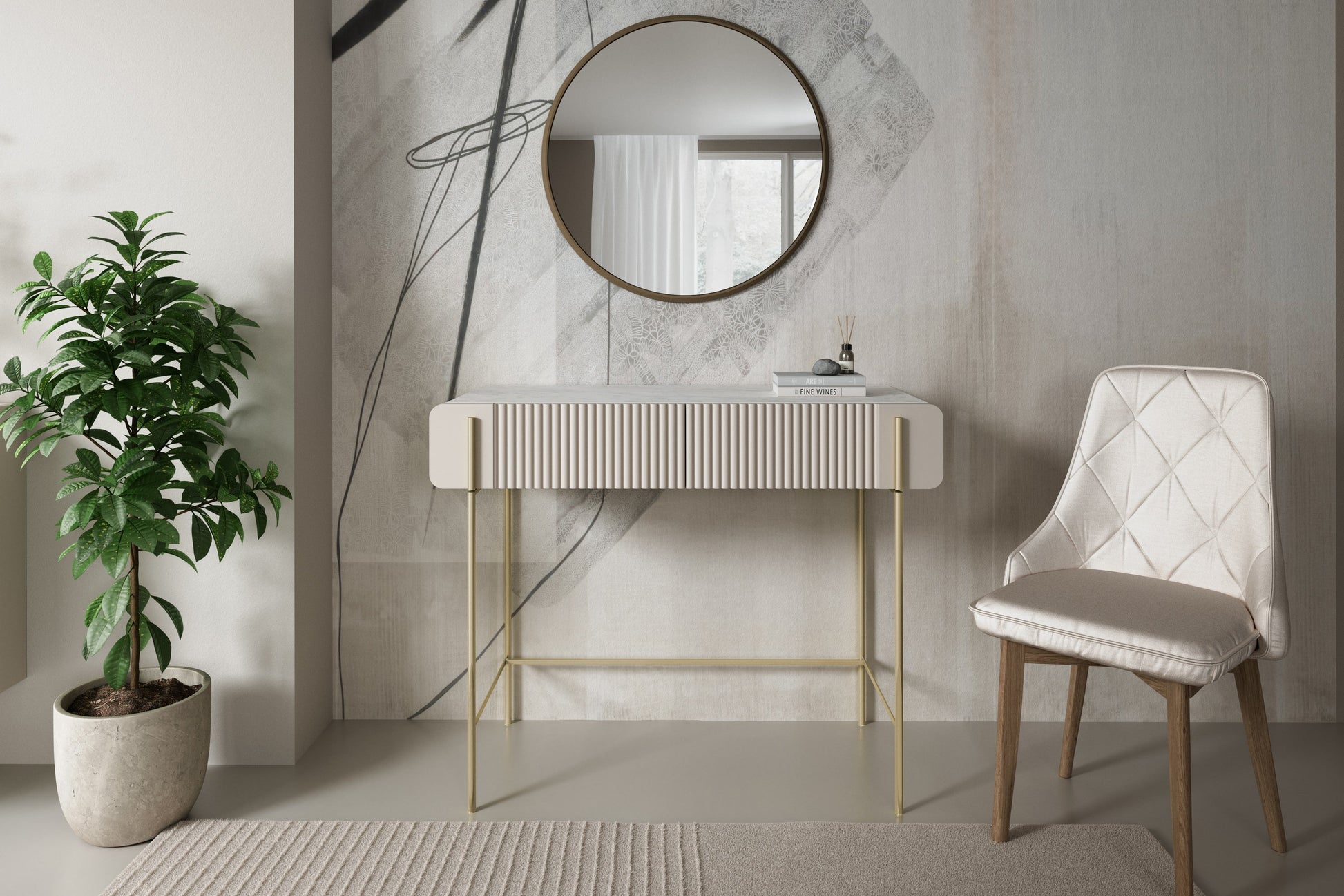 Konsole Dersi 100/85/42 cm kašmirs/zelts - N1 Home