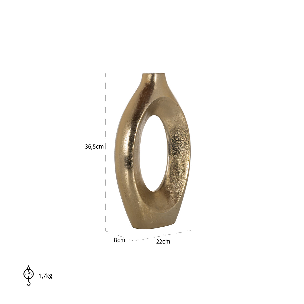 Vāze Richmond Interiors Alma big 36/22/8 cm zelts - N1 Home