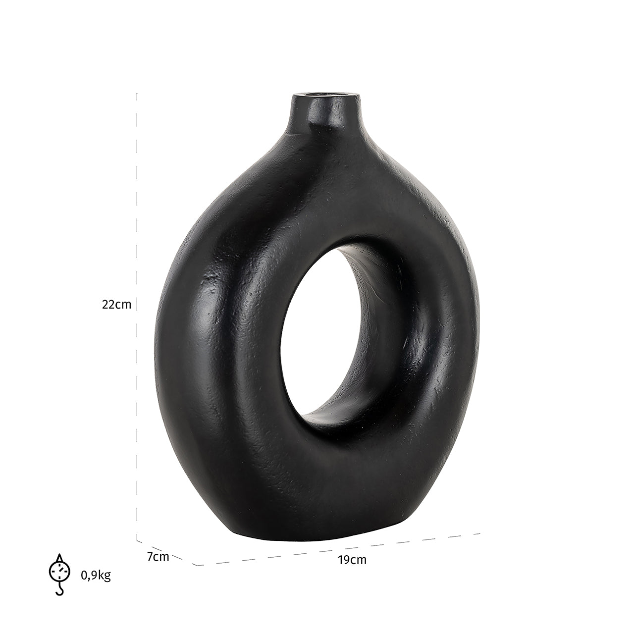 Vāze Richmond Interiors Felice 22/19/7 cm melns - N1 Home
