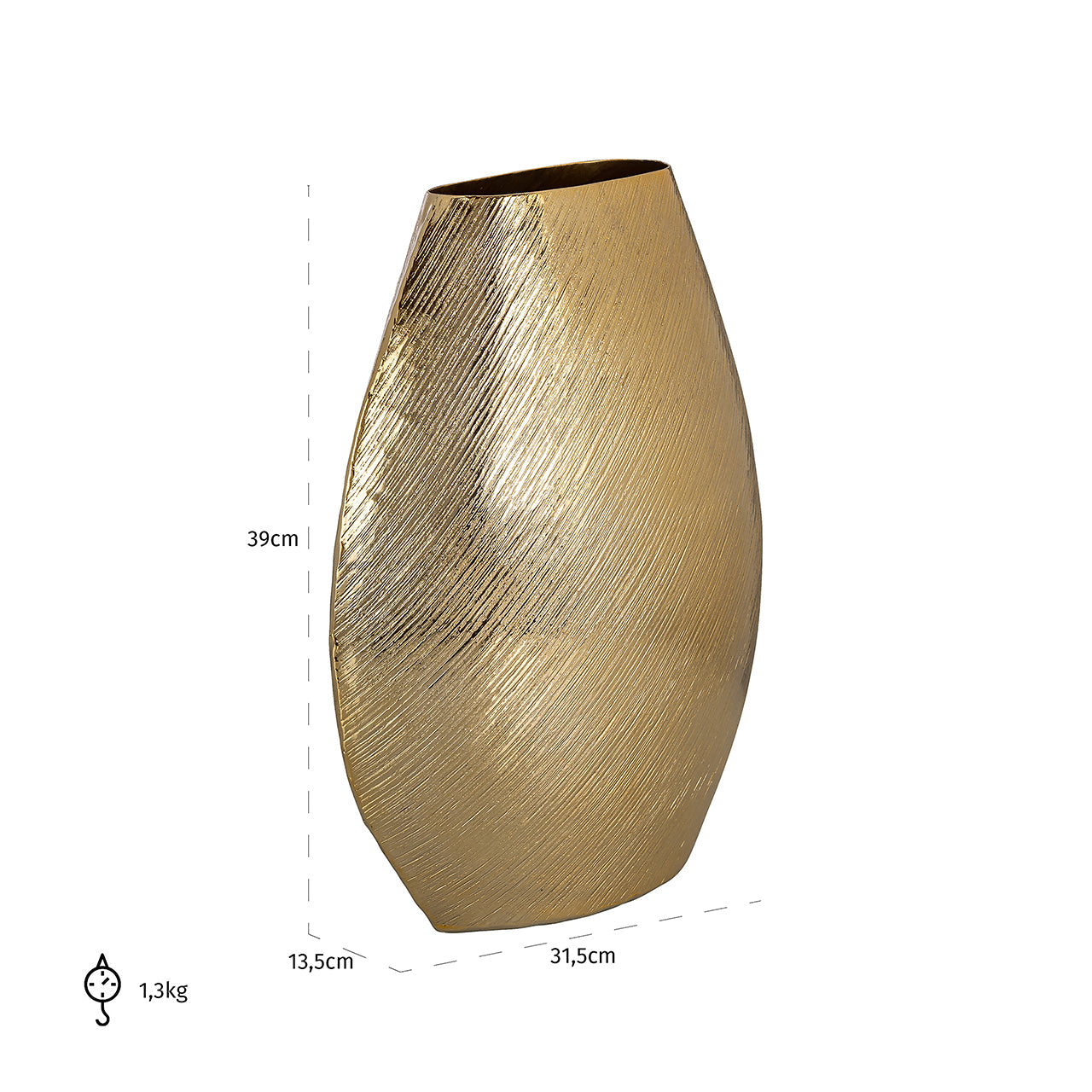 Vāze Richmond Interiors Evey big 39/31/13 cm zelts - N1 Home