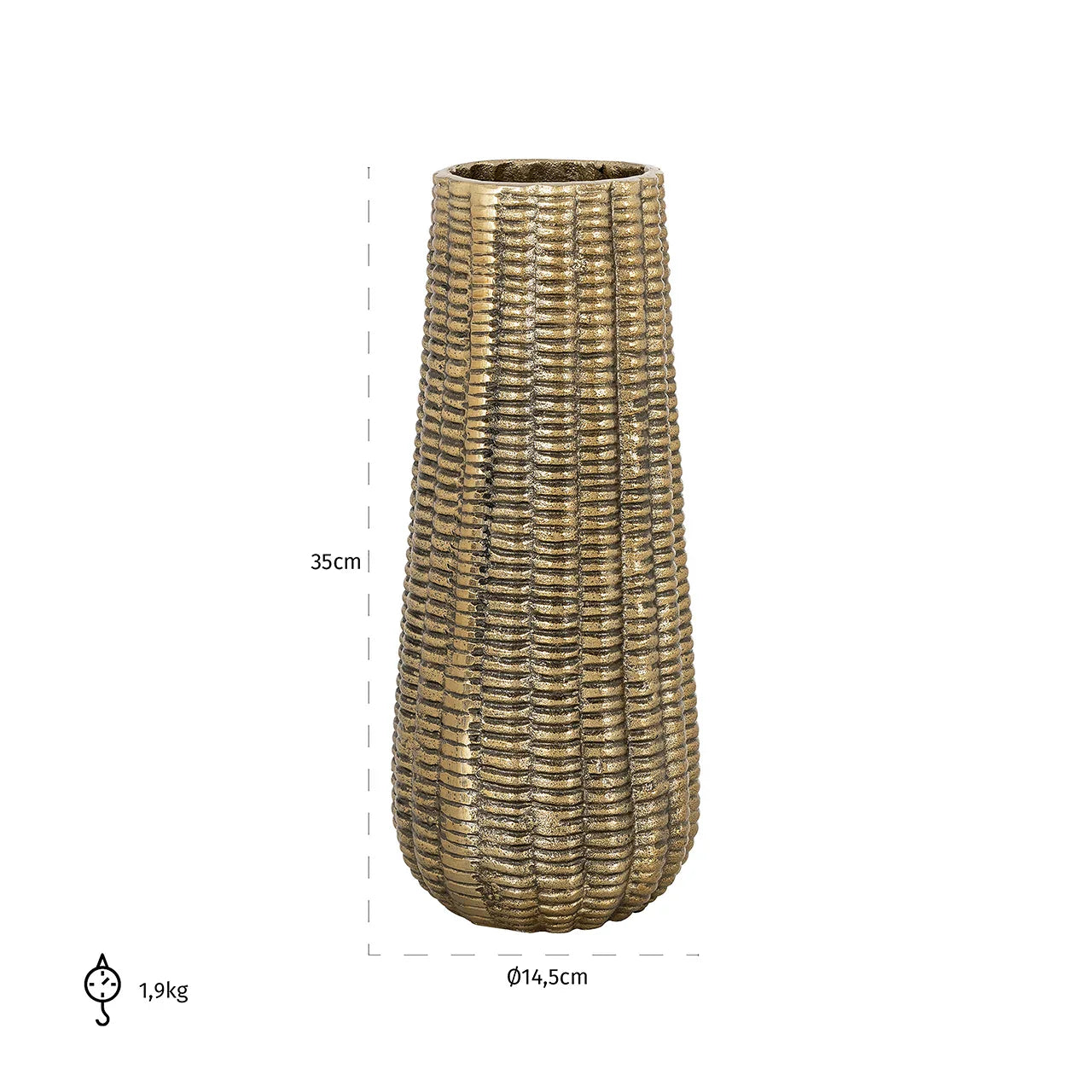 Vāze Richmond Interiors Loran small 35/14/14 cm zelts - N1 Home
