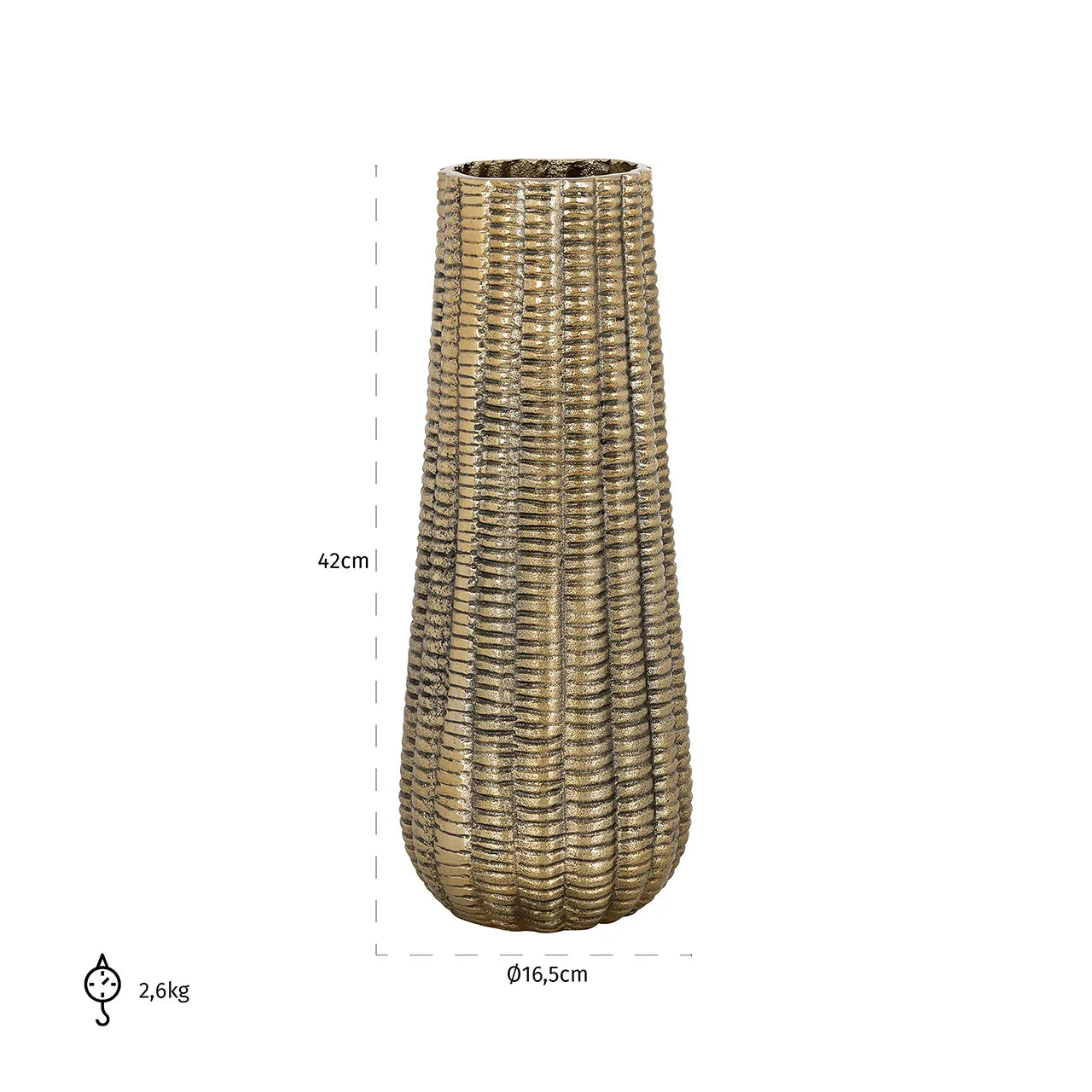 Vāze Richmond Interiors Loran big 42/16/16 cm zelts - N1 Home