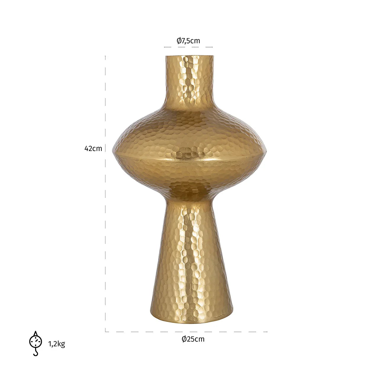 Vāze Richmond Interiors Caitlyn big 42/26/26 cm zelts - N1 Home