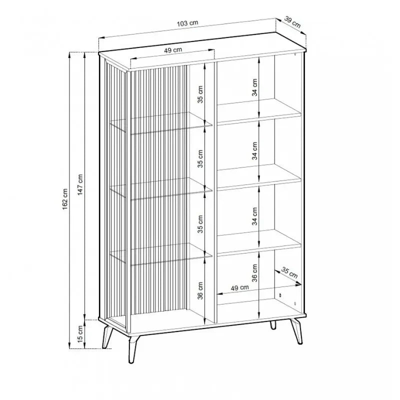 Vitrīnas skapis Vic 105/39,5/167 cm kašmirs/rieksts - N1 Home