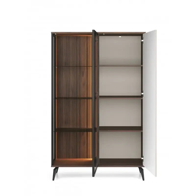 Vitrīnas skapis Vic 105/39,5/167 cm kašmirs/rieksts - N1 Home