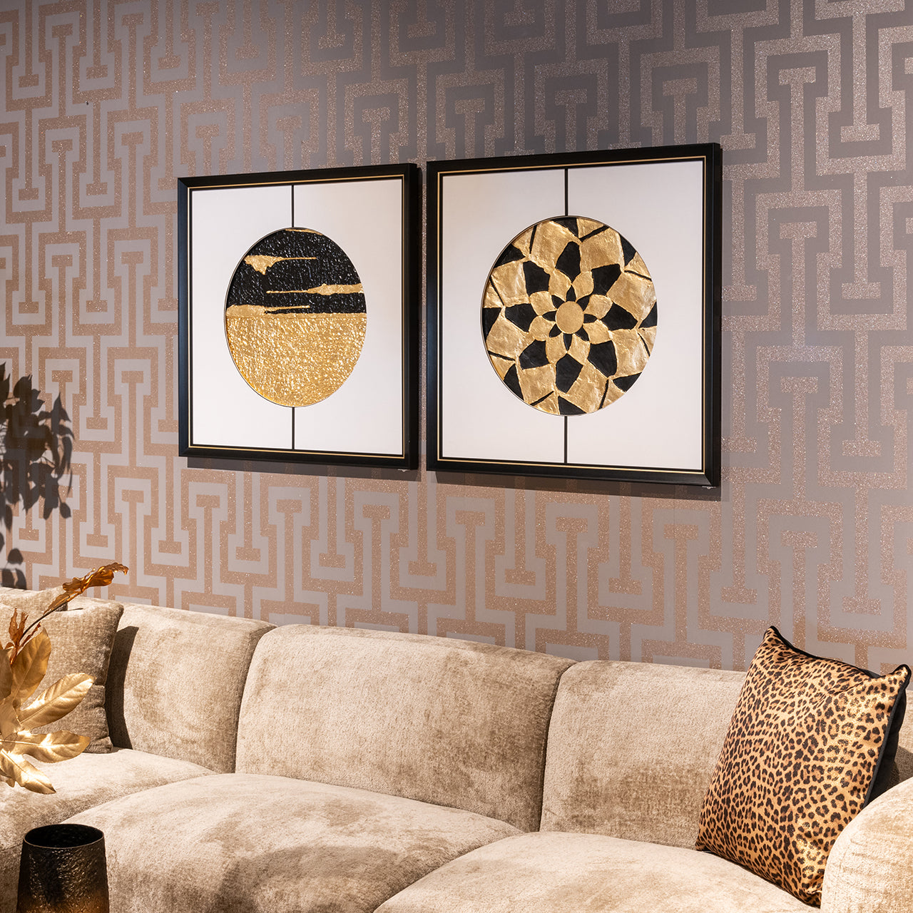 Sienas māksla Richmond Interiors Moon 73/73 cm melns/zelts - N1 Home