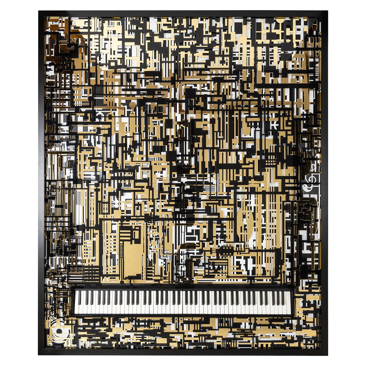 Sienas māksla Richmond Interiors Piano Wibi 188/158 cm melns/zelts - N1 Home