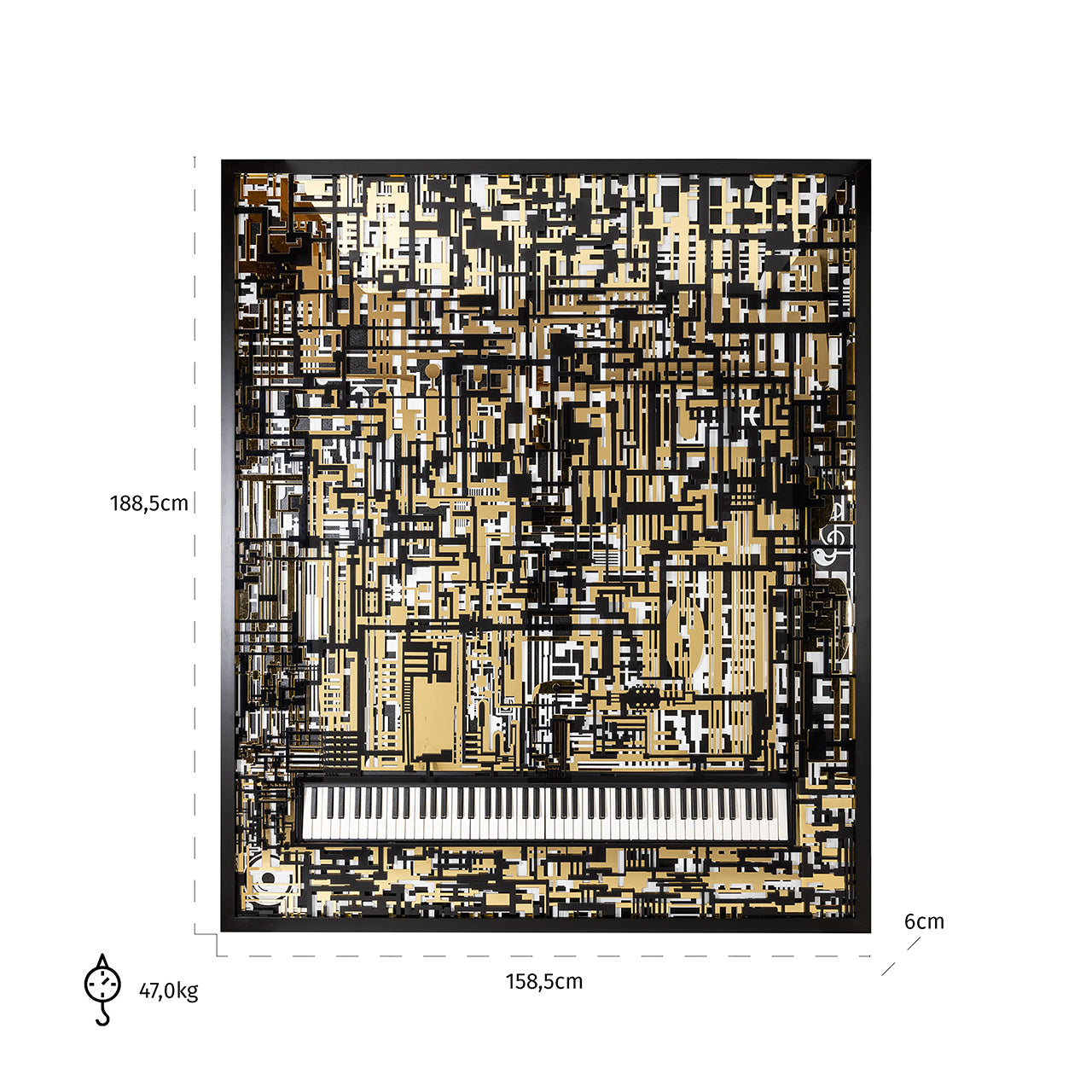 Sienas māksla Richmond Interiors Piano Wibi 188/158 cm melns/zelts - N1 Home