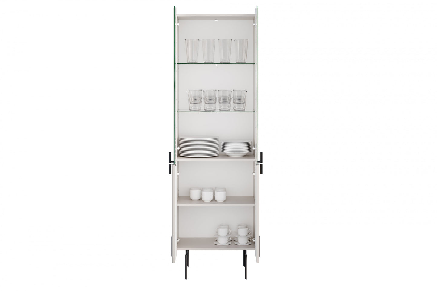 Vitrīnas skapis Dersi 190/60/42 cm kašmirs/melns - N1 Home