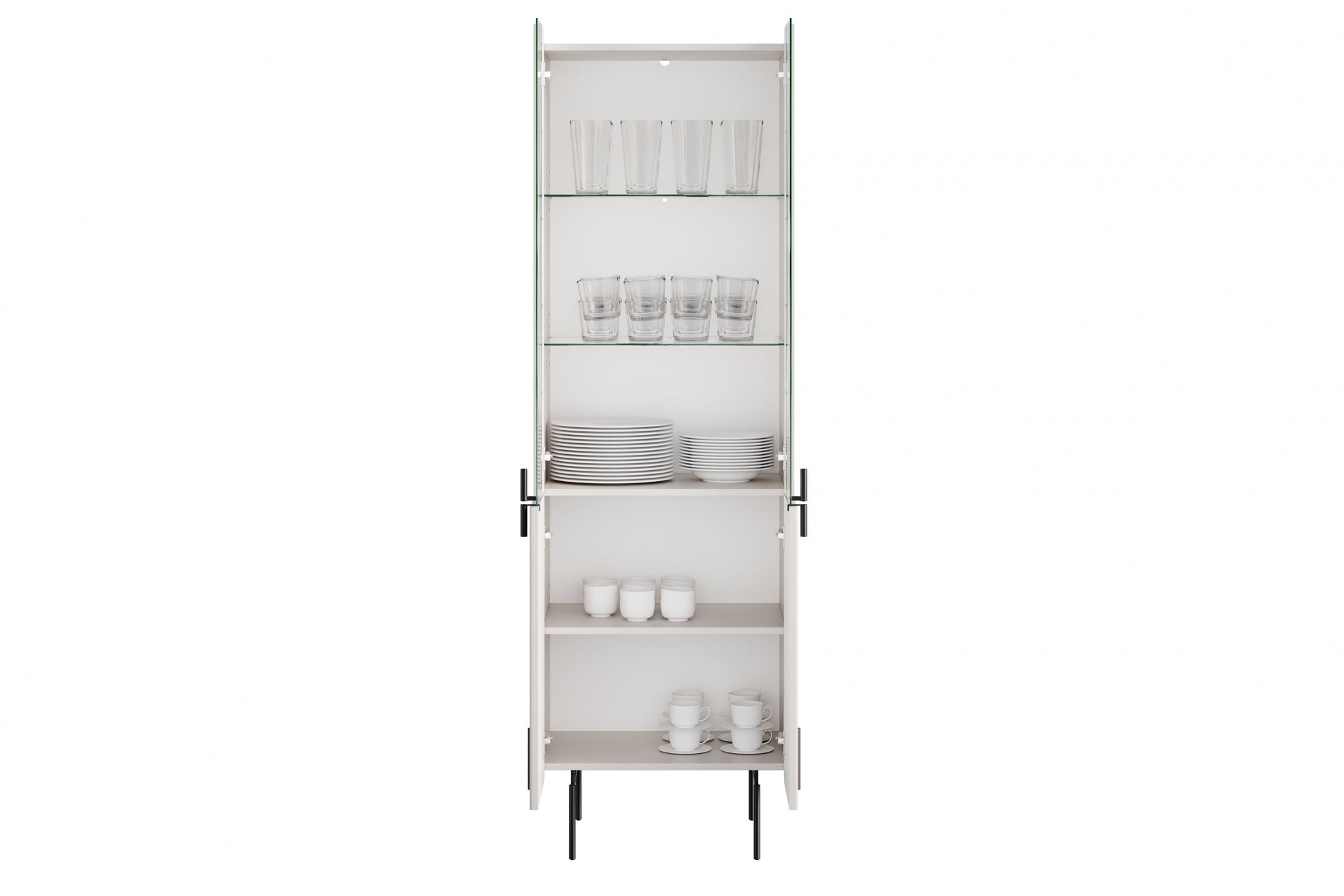 Vitrīnas skapis Dersi 190/60/42 cm kašmirs/melns - N1 Home