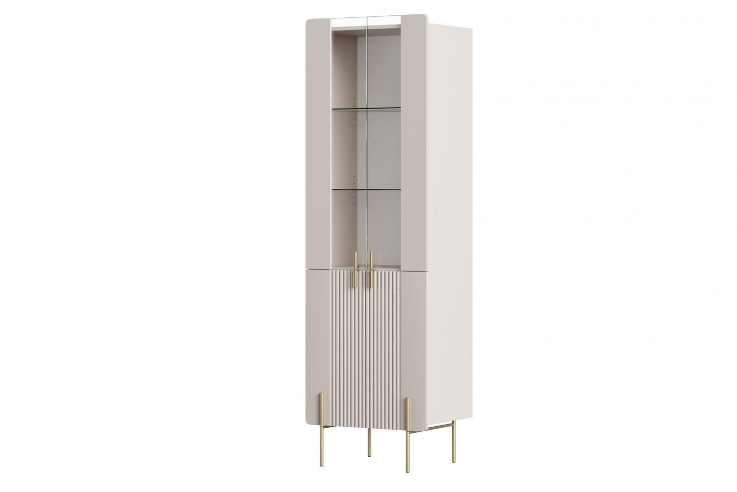 Vitrīnas skapis Dersi 190/60/42 cm kašmirs/zelts - N1 Home