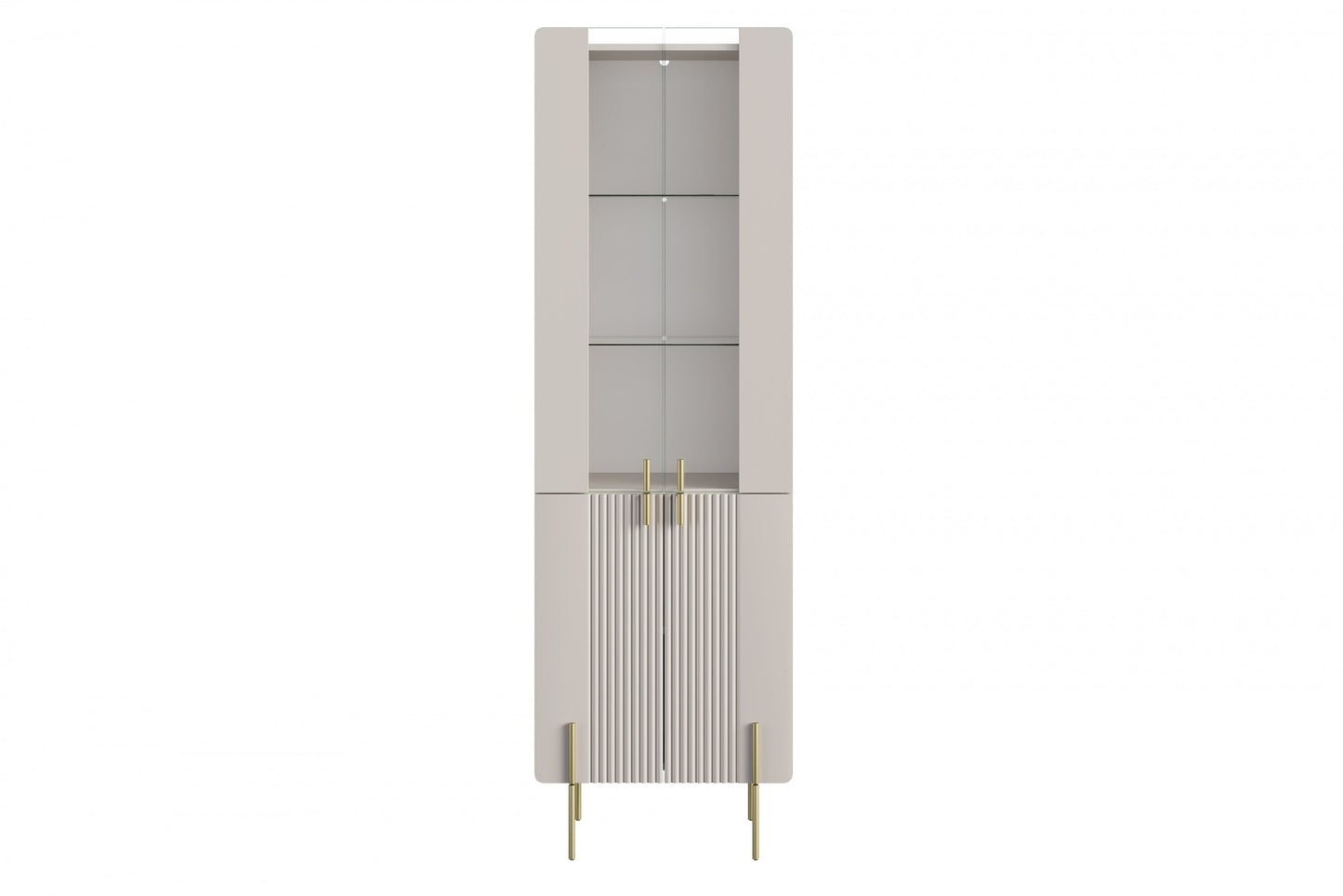 Vitrīnas skapis Dersi 190/60/42 cm kašmirs/zelts - N1 Home