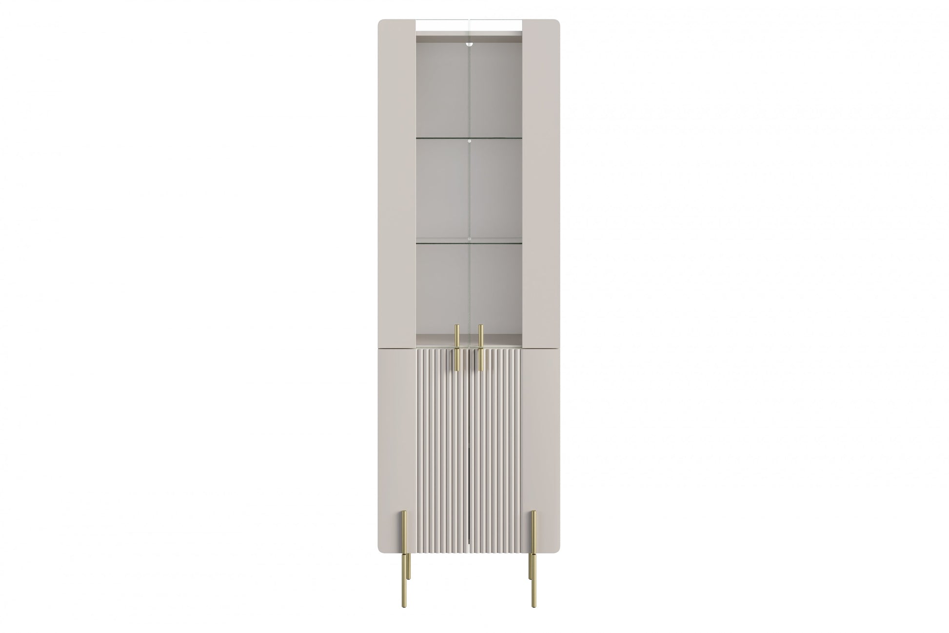 Vitrīnas skapis Dersi 190/60/42 cm kašmirs/zelts - N1 Home