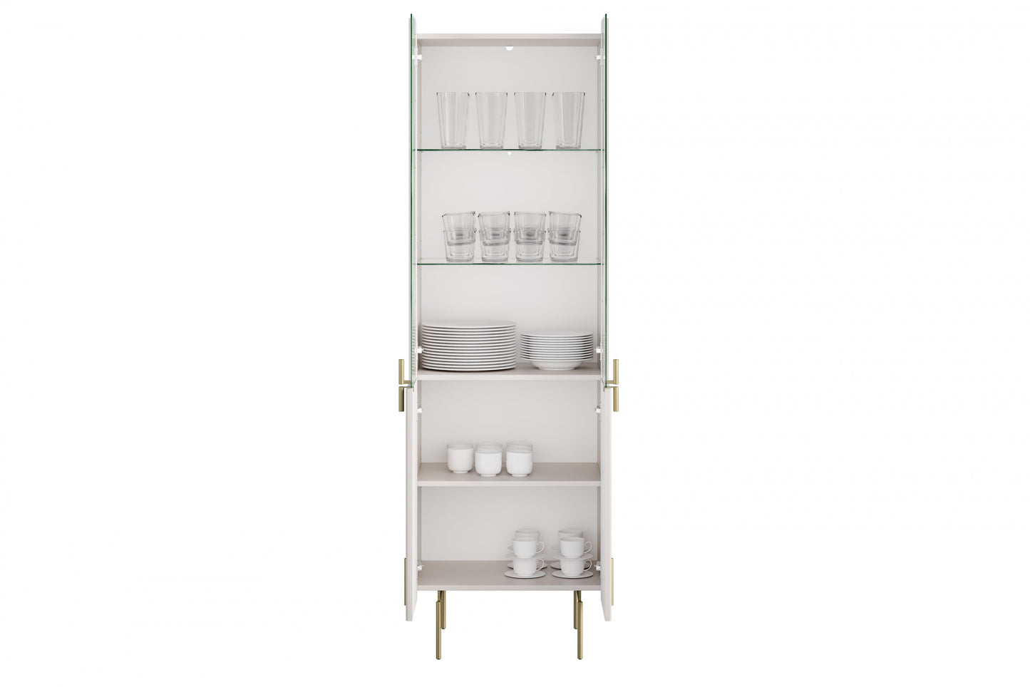 Vitrīnas skapis Dersi 190/60/42 cm kašmirs/zelts - N1 Home