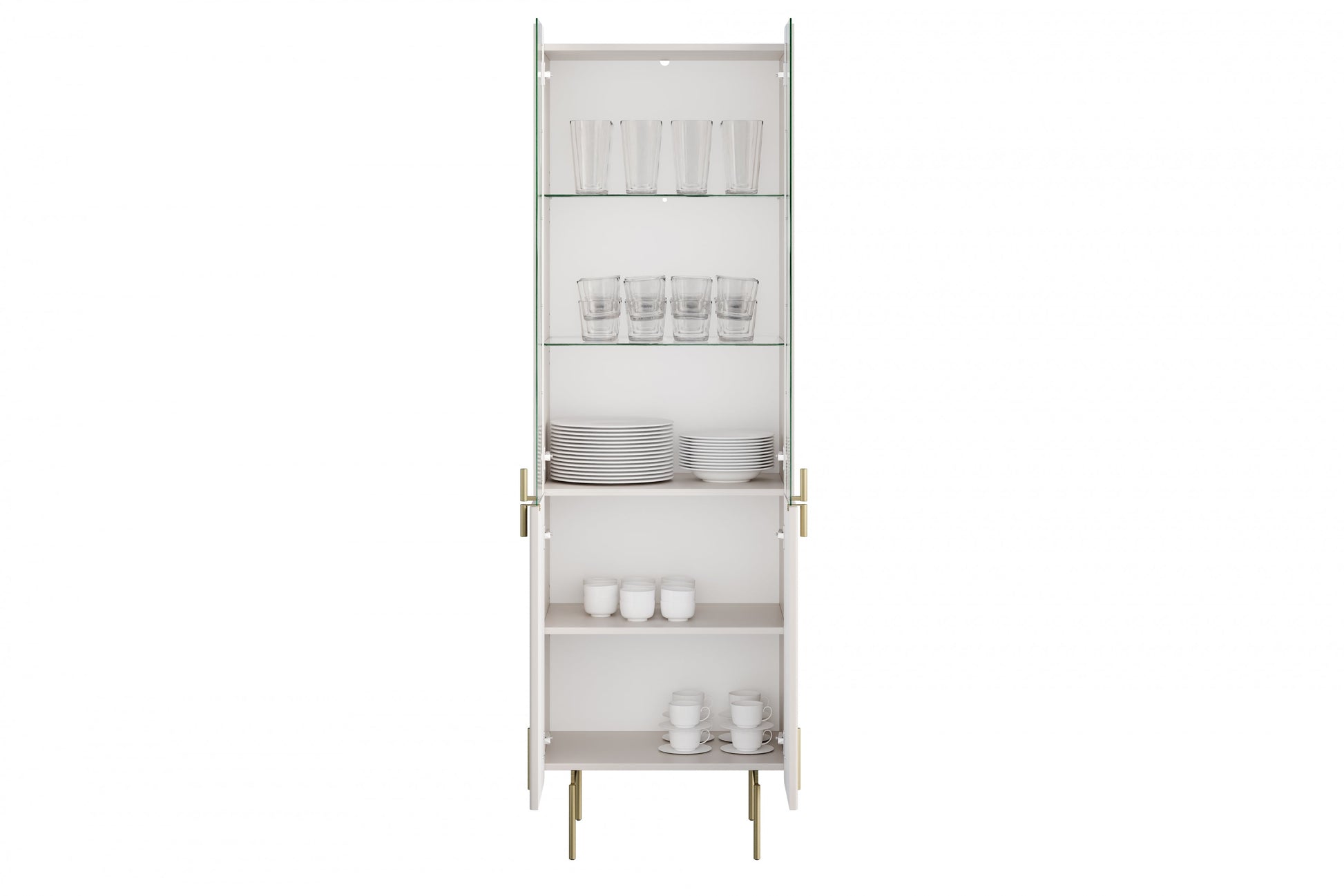 Vitrīnas skapis Dersi 190/60/42 cm kašmirs/zelts - N1 Home