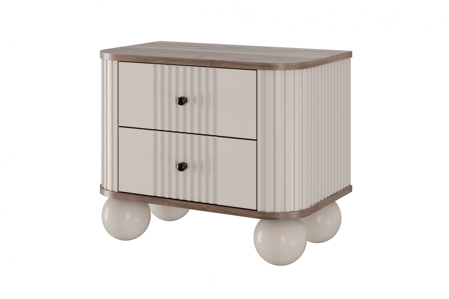 Naktsskapītis (2) Vespa 56/48/38 cm kašmirs/rieksts/melns - N1 Home
